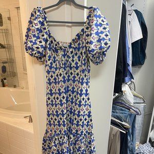 Zara Geometric Blue Maxi Dress size L